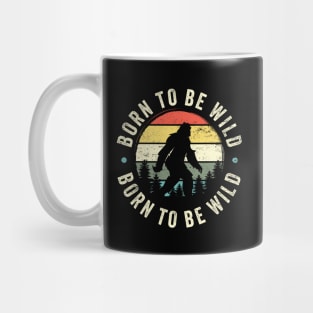 Born To Be Wild: Funny Vintage-Inspired Bigfoot Silhouette Mug